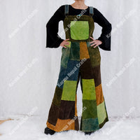 Patchwork Corduroy Jumpsuit with Bell Bottom
