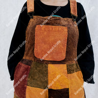 Patchwork Corduroy Jumpsuit with Bell Bottom