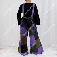 Patchwork Corduroy Jumpsuit with Bell Bottom
