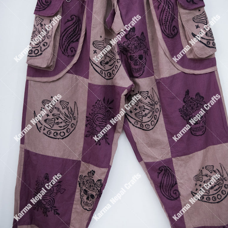 Patch Cotton Gothic Style Unisex Pants