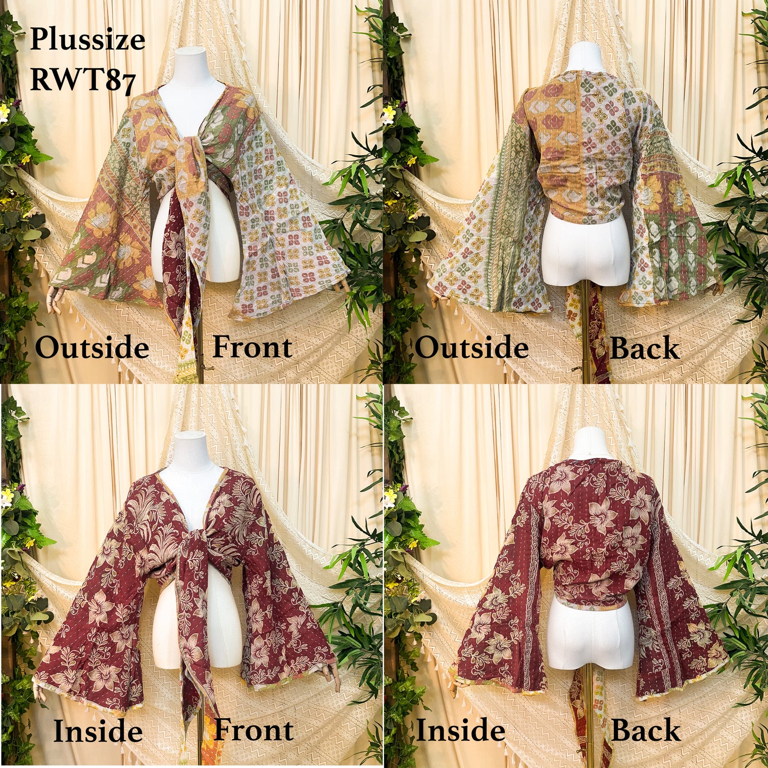 Kantha Plus Size Reversible Wrap Top