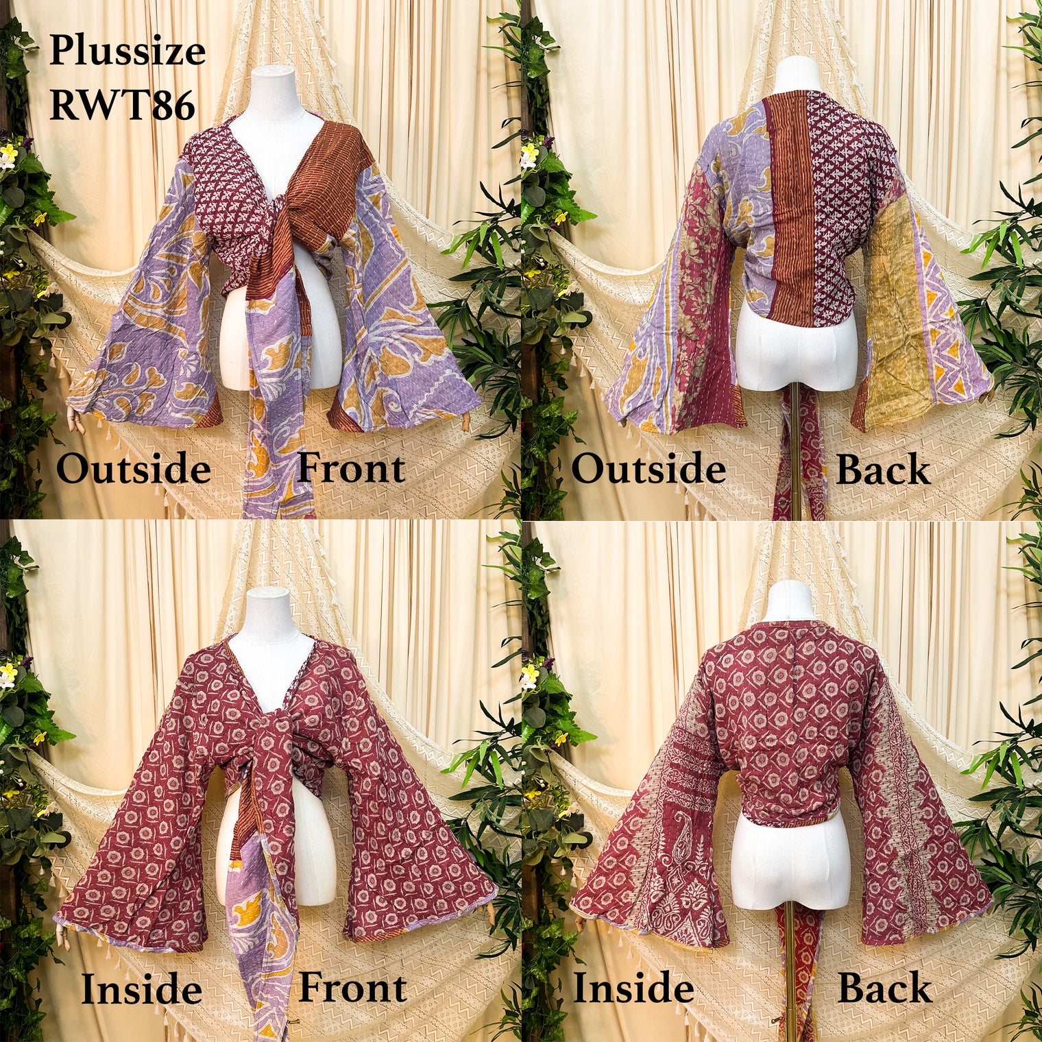 Kantha Plus Size Reversible Wrap Top