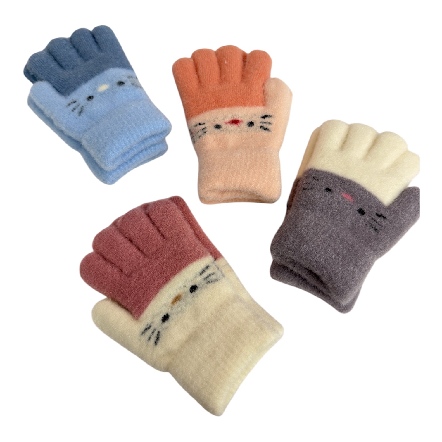 Kids Fleece-Lined Cat Winter Gloves