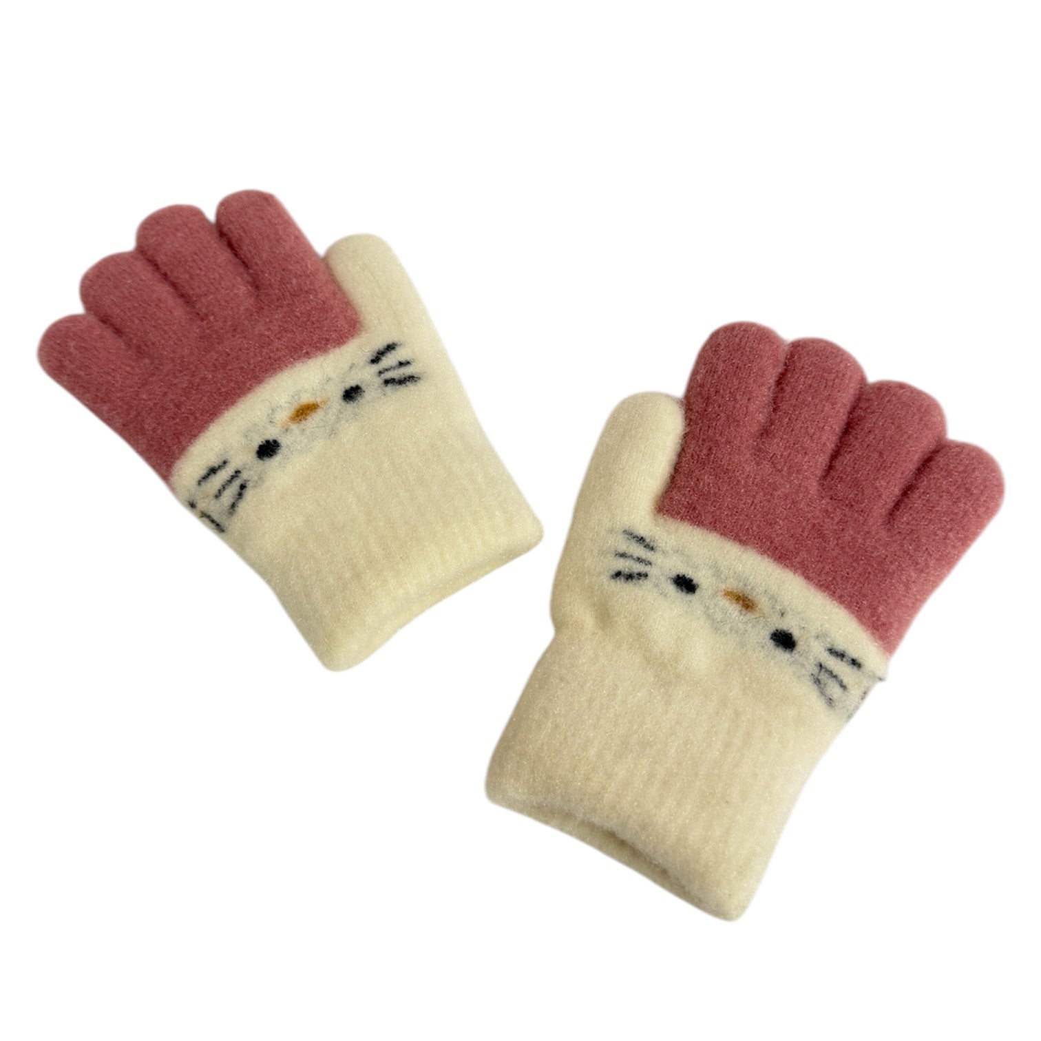 Kids Fleece-Lined Cat Winter Gloves