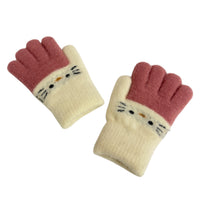 Kids Fleece-Lined Cat Winter Gloves