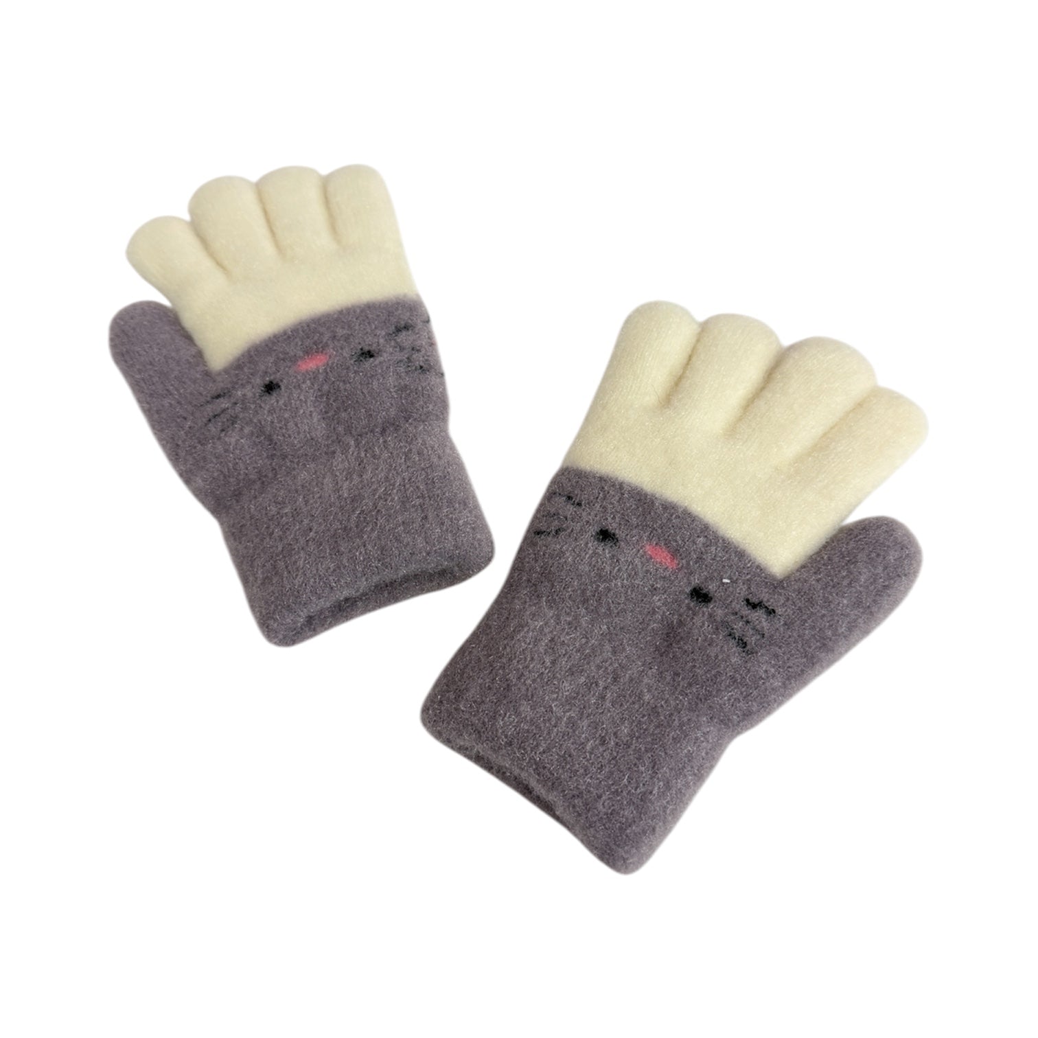 Kids Fleece-Lined Cat Winter Gloves