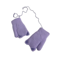 Kids Cat Mittens with String and Fleece Lining