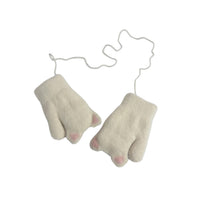 Kids Cat Mittens with String and Fleece Lining