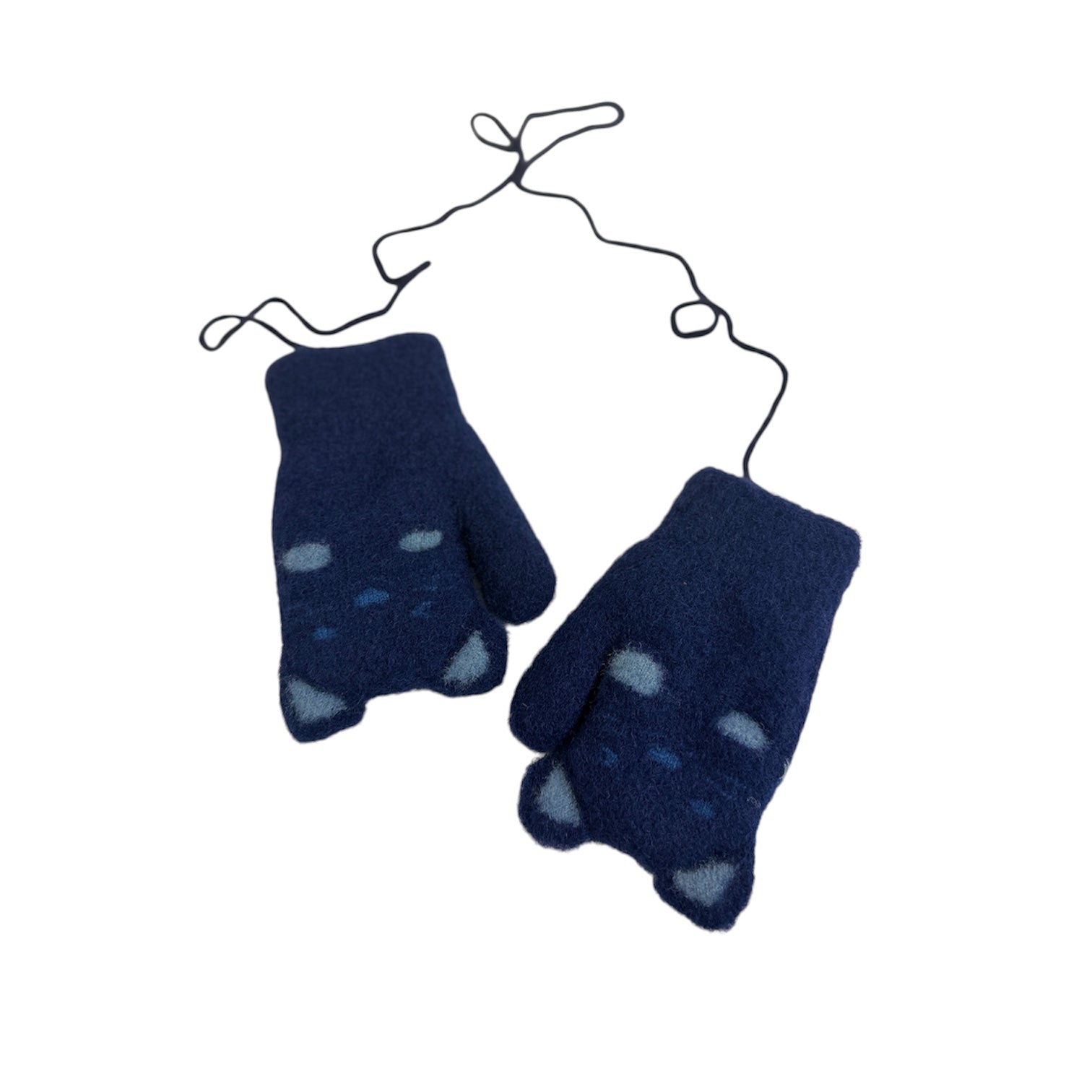 Kids Cat Mittens with String and Fleece Lining