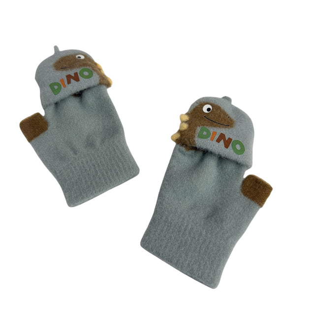 Kids Dinosaur Convertible Gloves