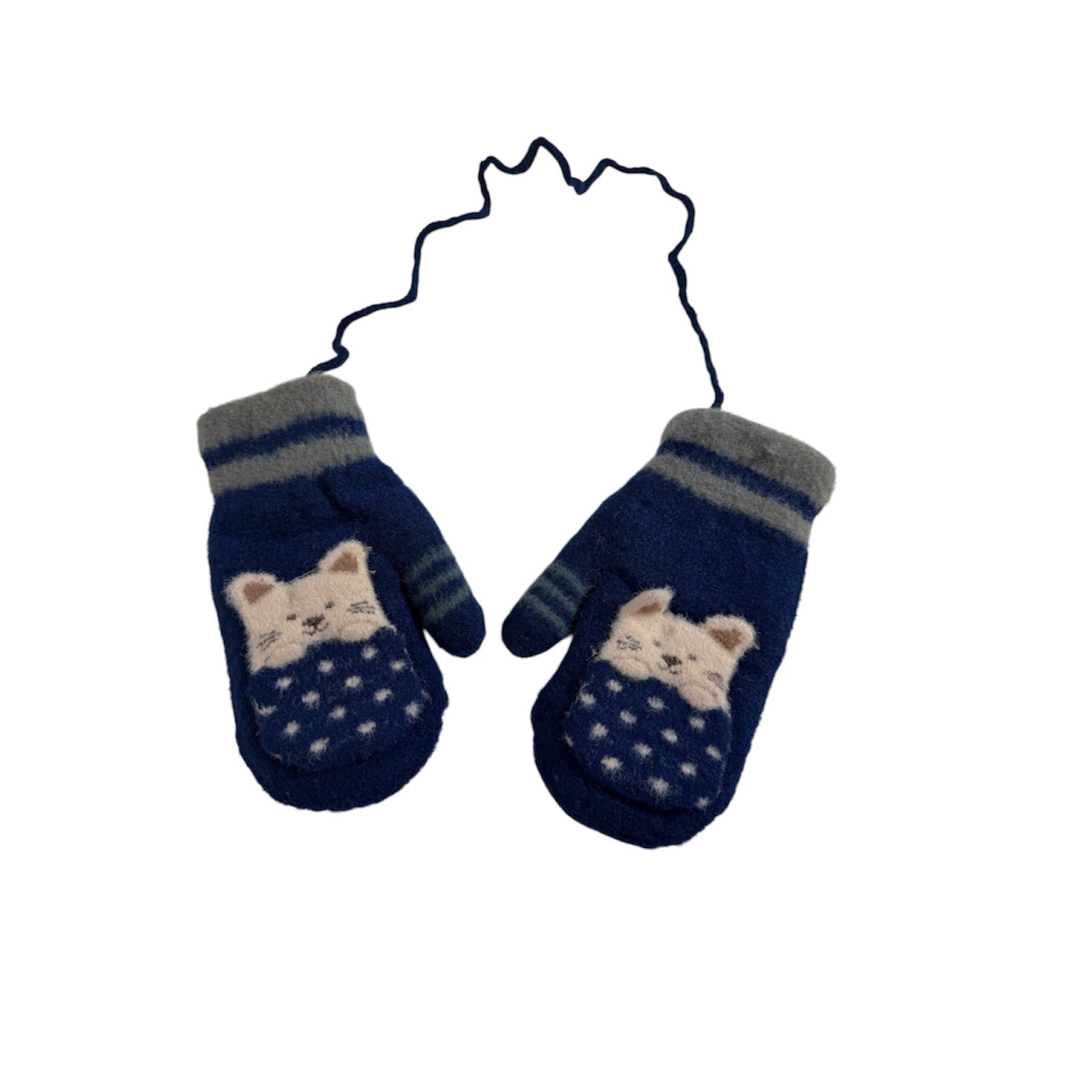 Cat Unisex Kids Winter Mitten with String