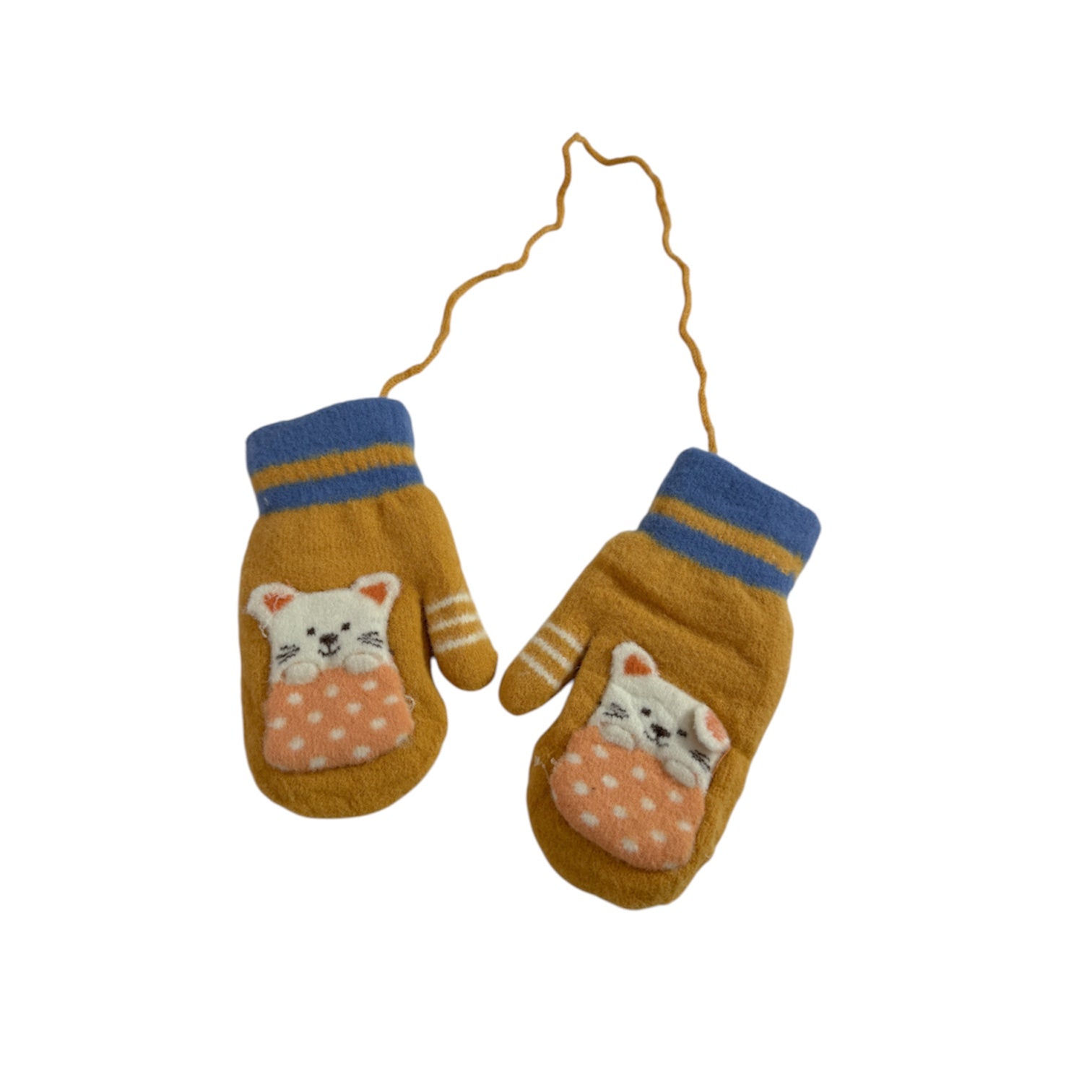 Cat Unisex Kids Winter Mitten with String