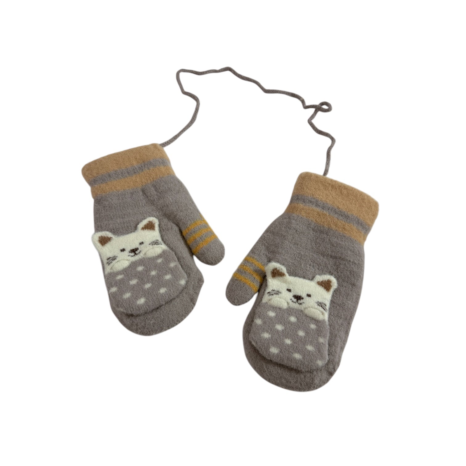 Cat Unisex Kids Winter Mitten with String