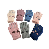 Kids Fleece Lined Knit Cat Design Gloves