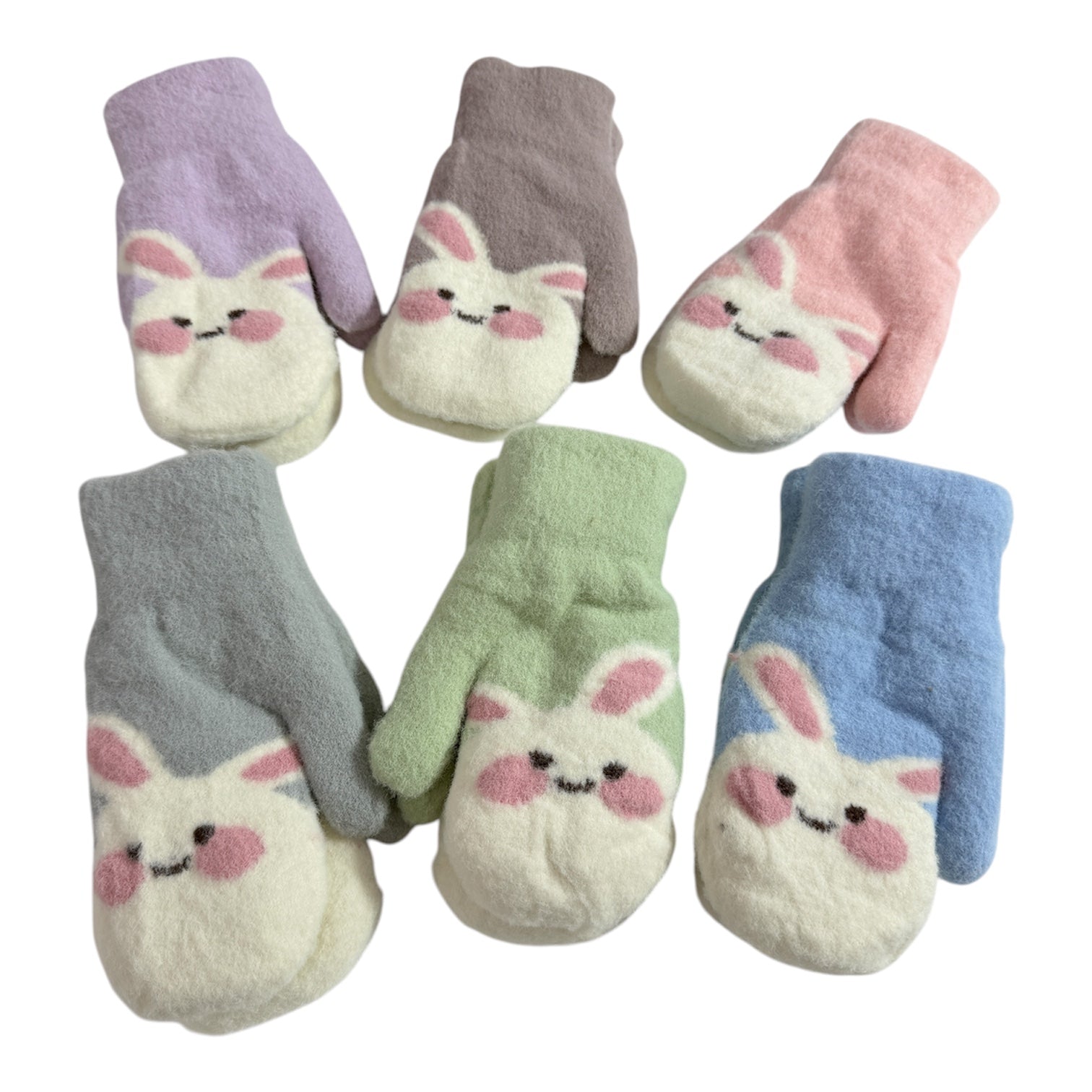 Kids Bunny Mittens with String