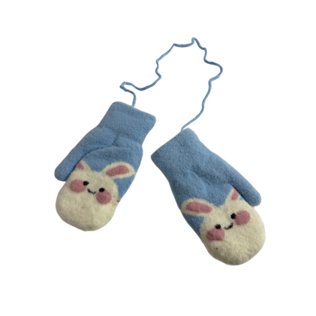Kids Bunny Mittens with String