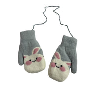 Kids Bunny Mittens with String
