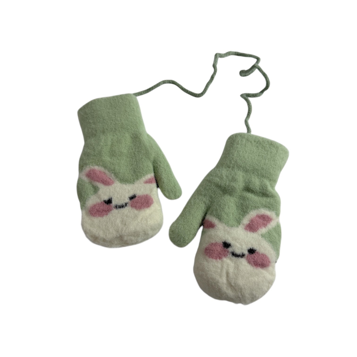 Kids Bunny Mittens with String