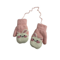 Kids Bunny Mittens with String