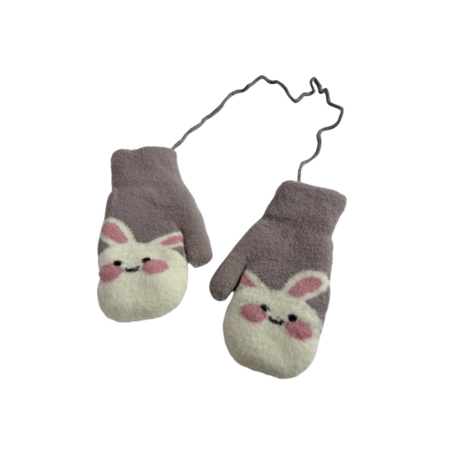 Kids Bunny Mittens with String