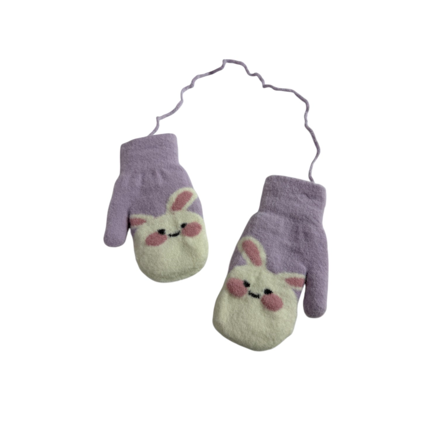 Kids Bunny Mittens with String