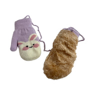 Kids Bunny Mittens with String