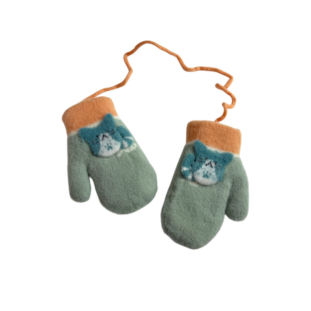 Kids Fleece Lined Cat Mittens