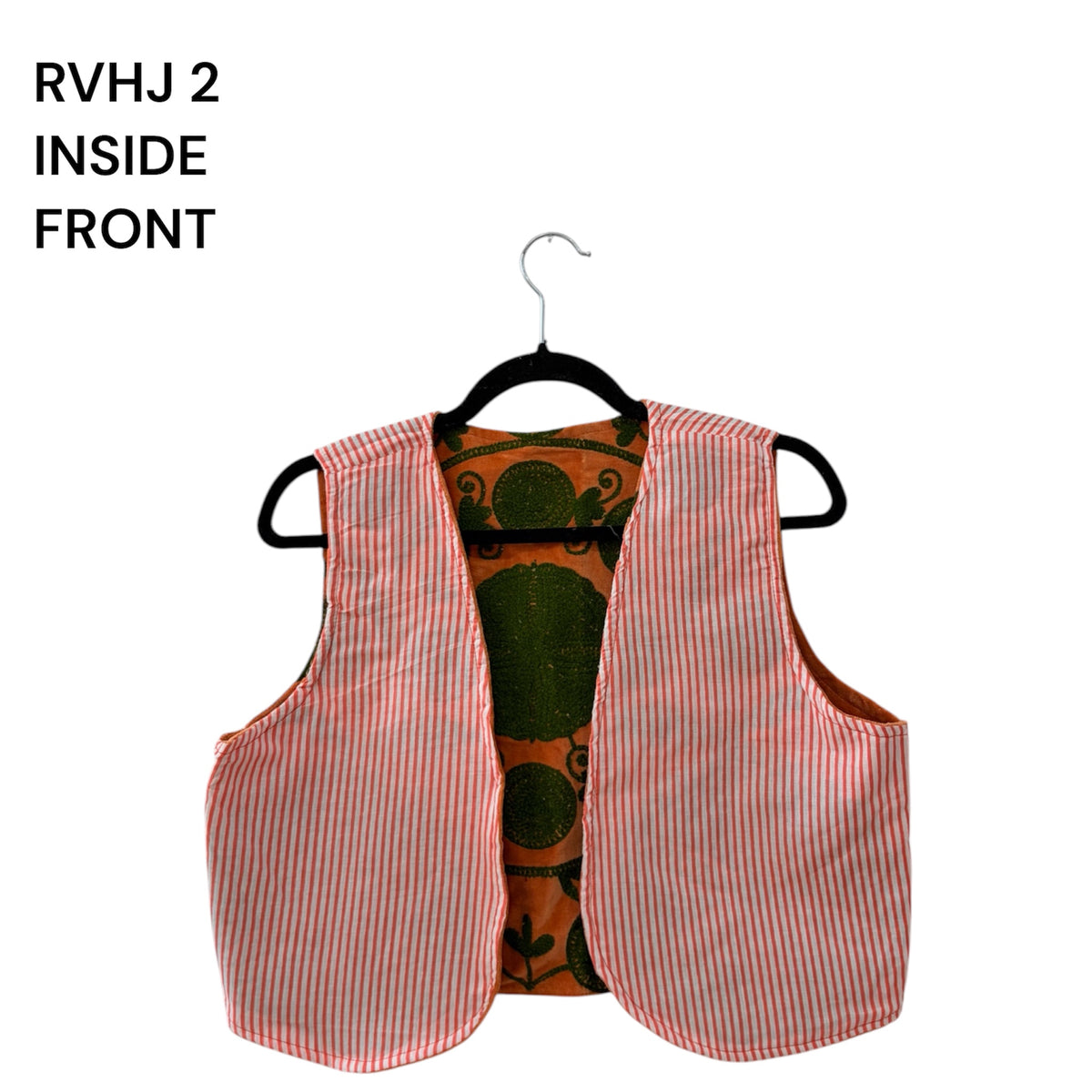 Boho Floral Waistcoat with Striped Cotton Reverse