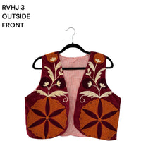 Boho Floral Waistcoat with Striped Cotton Reverse