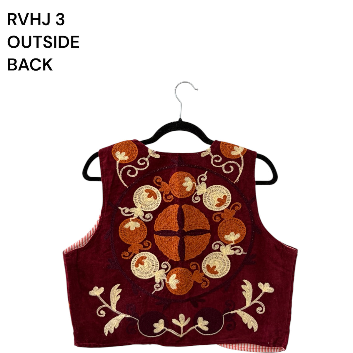 Boho Floral Waistcoat with Striped Cotton Reverse