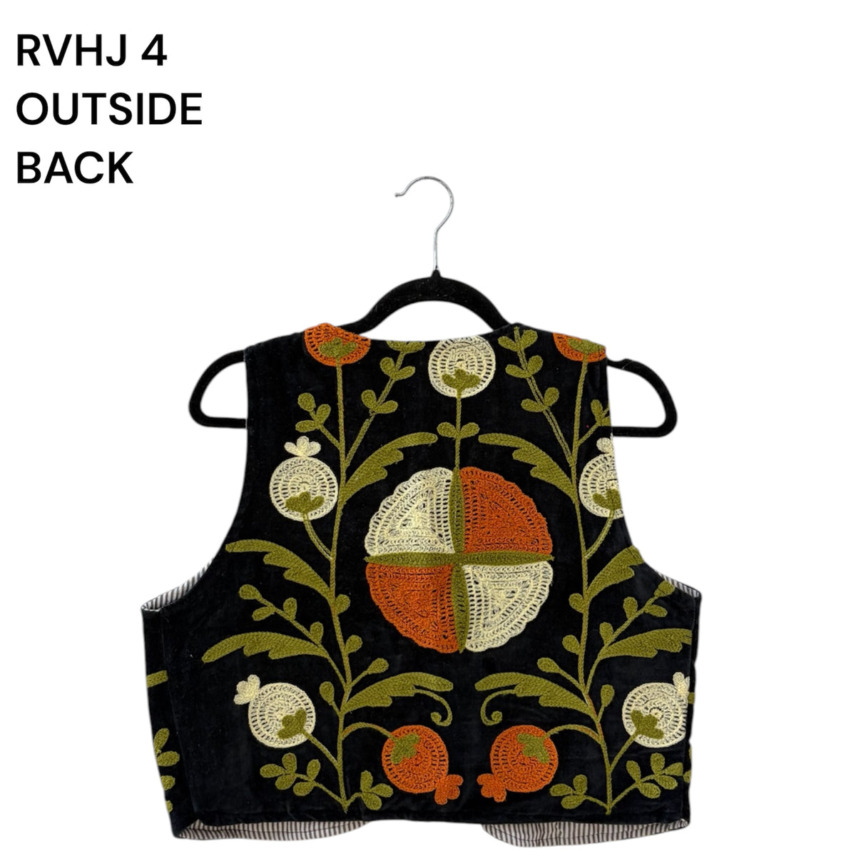 Boho Floral Waistcoat with Striped Cotton Reverse