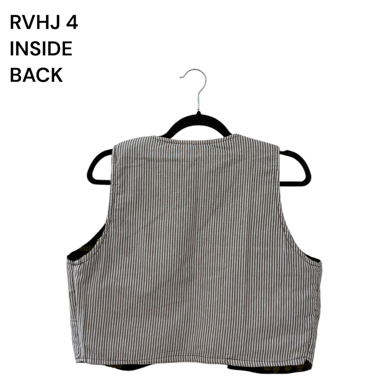 Boho Floral Waistcoat with Striped Cotton Reverse
