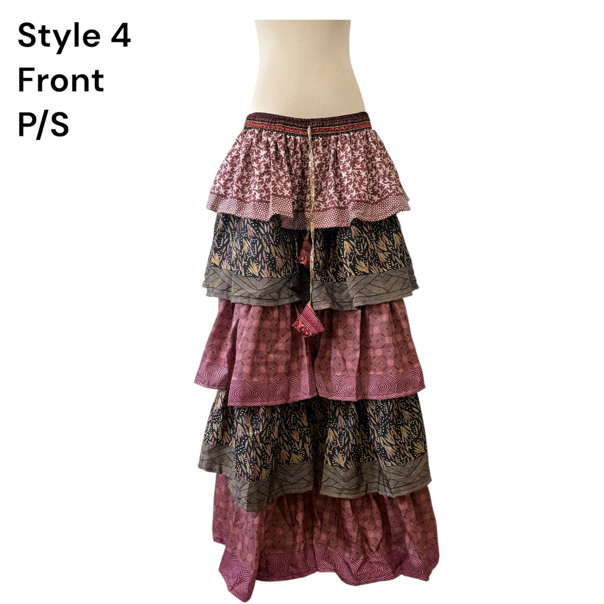 One-of-a-Kind Flowy Recycled Sari Maxi Skirt