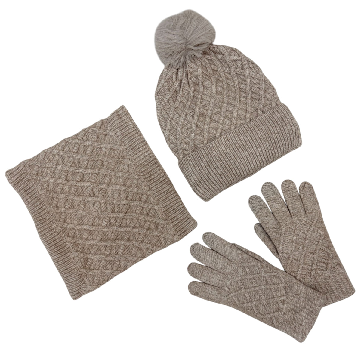 Unisex Cable Knit Winter Set