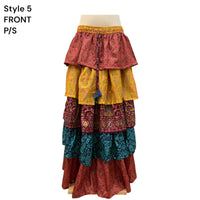 One-of-a-Kind Flowy Recycled Sari Maxi Skirt