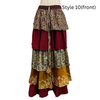 One-of-a-Kind Recycled Sari Tiered Maxi Skirt