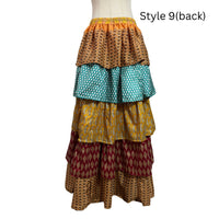 One-of-a-Kind Recycled Sari Tiered Maxi Skirt