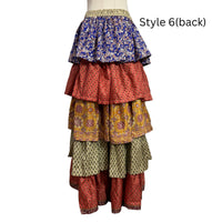 One-of-a-Kind Recycled Sari Tiered Maxi Skirt