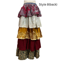 One-of-a-Kind Recycled Sari Tiered Maxi Skirt