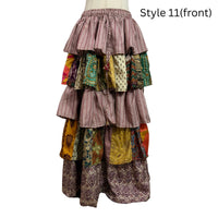 One-of-a-Kind Recycled Sari Tiered Maxi Skirt