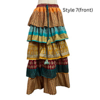One-of-a-Kind Recycled Sari Tiered Maxi Skirt