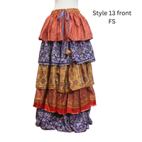 One-of-a-Kind Recycled Sari Tiered Maxi Skirt