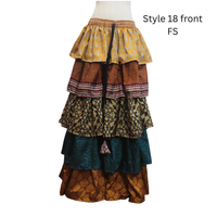 One-of-a-Kind Recycled Sari Tiered Maxi Skirt