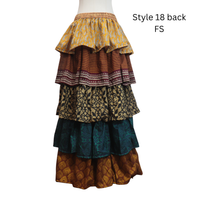 One-of-a-Kind Recycled Sari Tiered Maxi Skirt