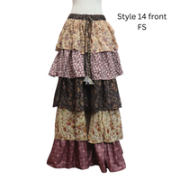One-of-a-Kind Recycled Sari Tiered Maxi Skirt