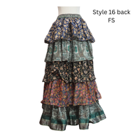 One-of-a-Kind Recycled Sari Tiered Maxi Skirt