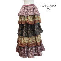 One-of-a-Kind Recycled Sari Tiered Maxi Skirt