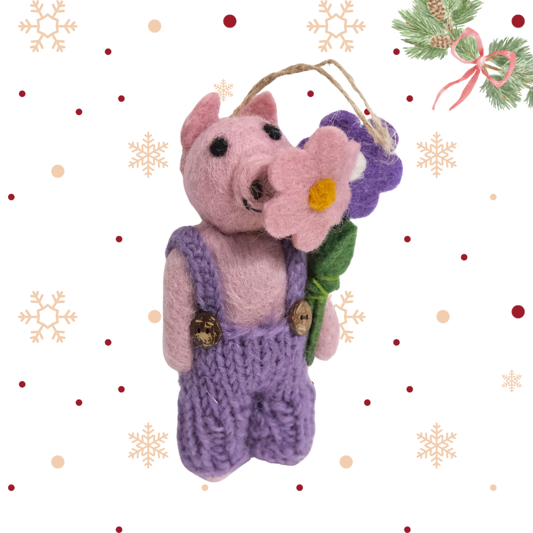 Needle Felted Pig Ornaments
