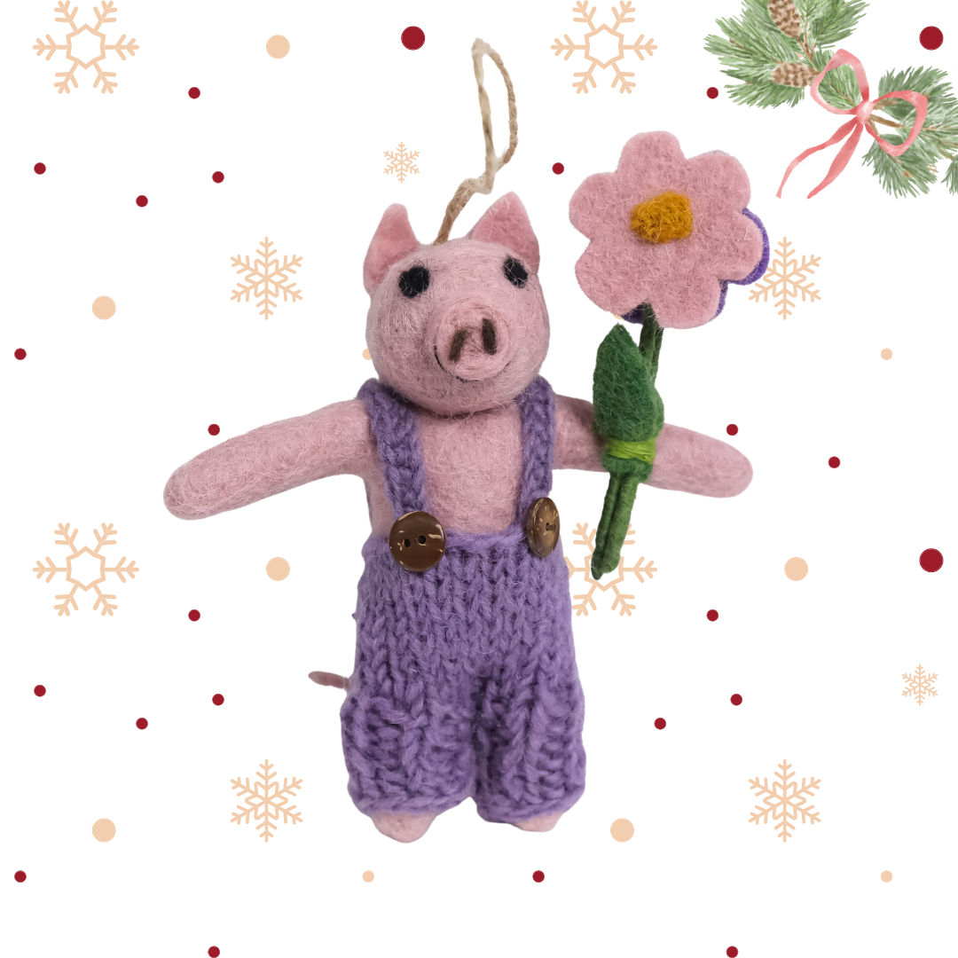Needle Felted Pig Ornaments