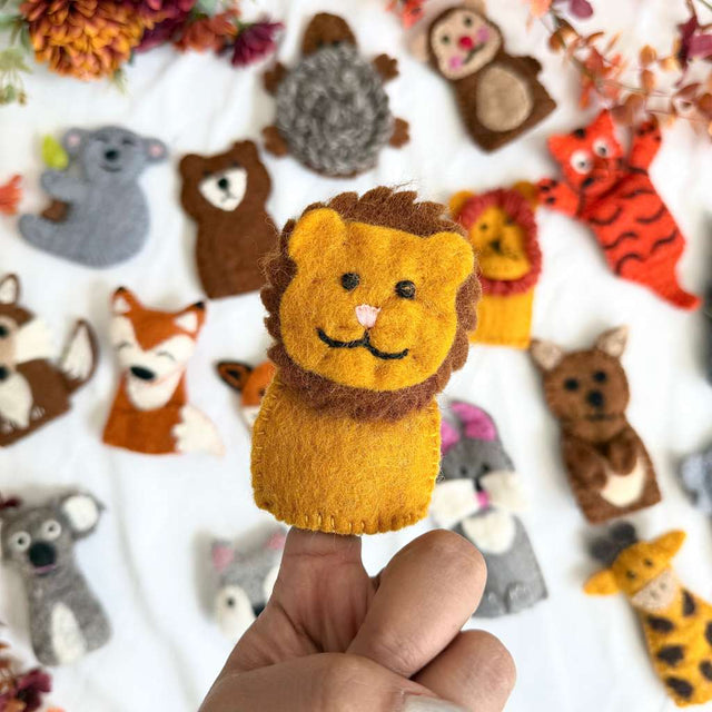 Handmade Felted Jungle Animal Puppets